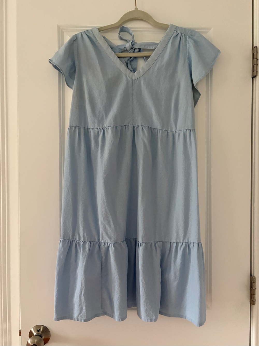 Isabel Maternity by Ingrid & Isabel Light Blue Tiered V-Neck Maternity Dress